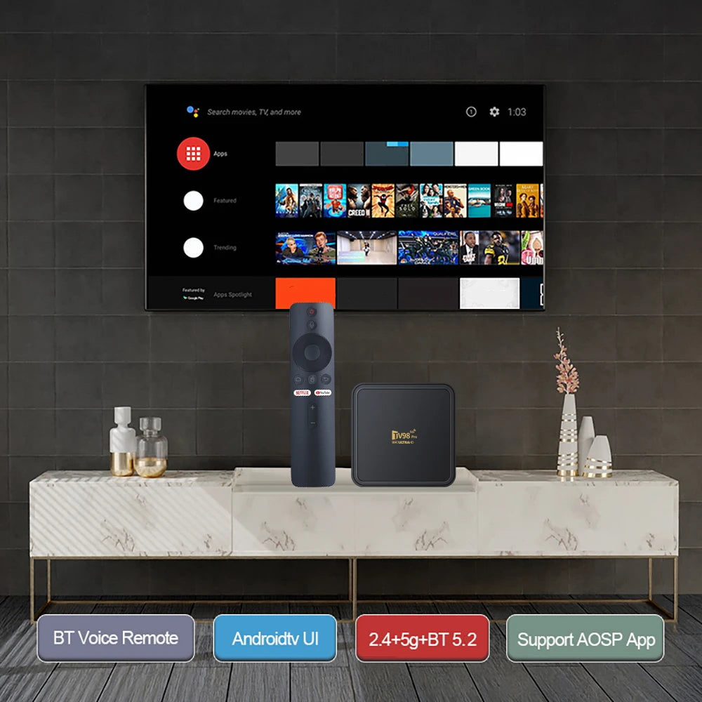 Smart Android H313 - Android 14 - Media Player - with 8K / Bluetooth 5 / Voice Remote
