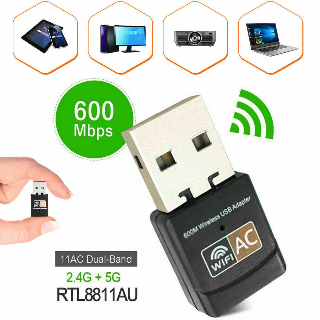 600Mbps Dual-Band USB WiFi Adapter