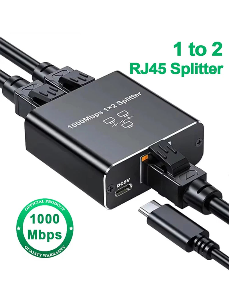 Gigabit RJ45 Ethernet Splitter Adapter