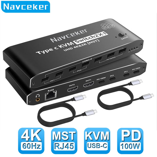 USB-C KVM Switch for Dual Monitor Setups - 4K / 100W PD - DAB Media Solutions