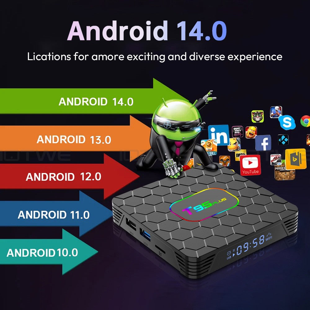 Smart Android - Android 14 - Media Player - with WiFi 6 - 128GB RAM / 64GB Storage