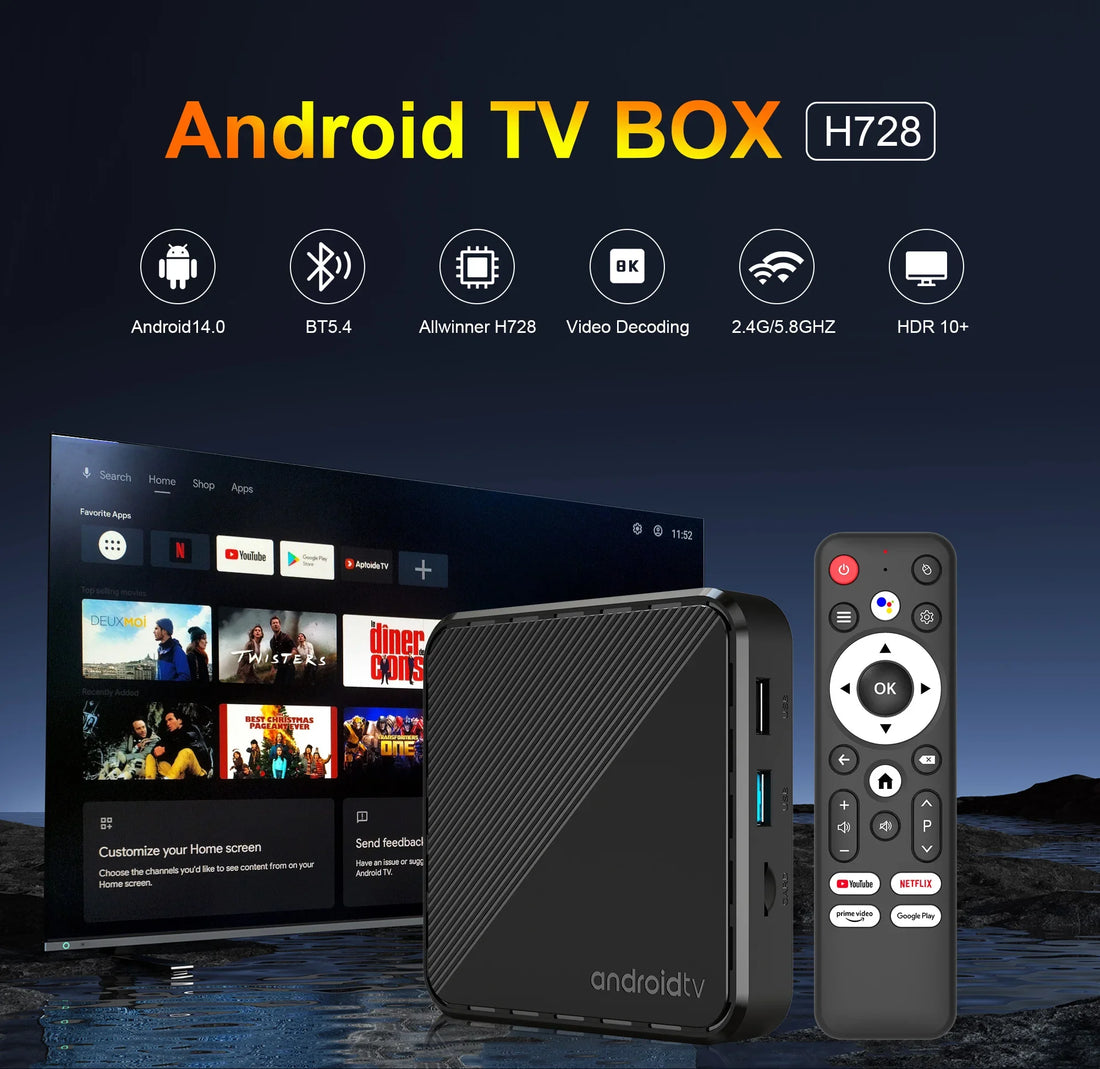 Smart Android H728 - Android 14 - Media Player - with 8K / WiFi 6 / Bluetooth 5
