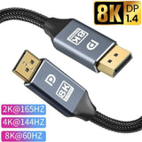 1m/2m/5m High Speed 1.4Gbp Slim and Flexible Ultra HD 8K 4K 144Hz 165Hz Display Port Adapter For Monitor...