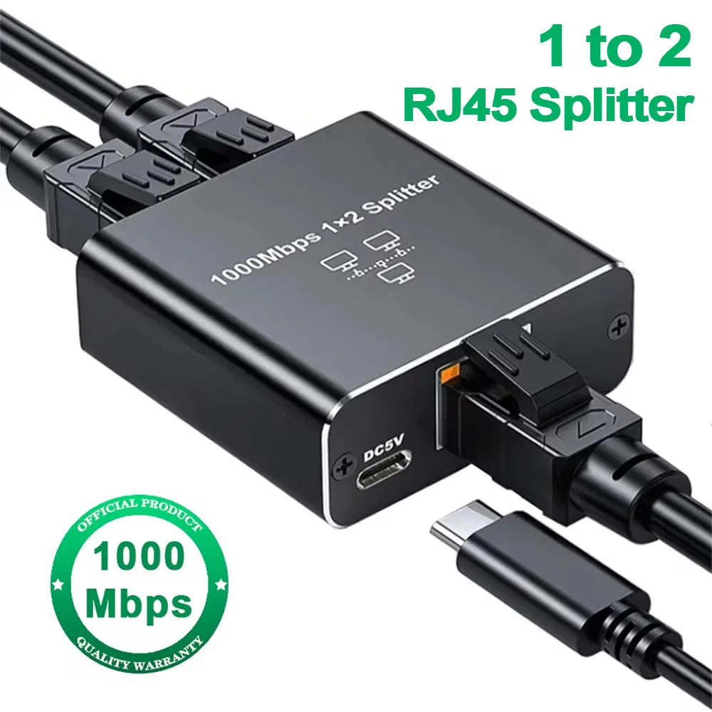 Gigabit RJ45 Ethernet Splitter Adapter