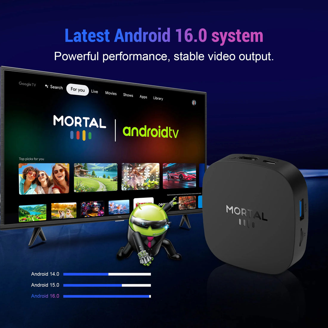 T1 - Android 16 - Media Player - with 8K / Dual-Band WiFi - 8GB RAM / 128GB Storage