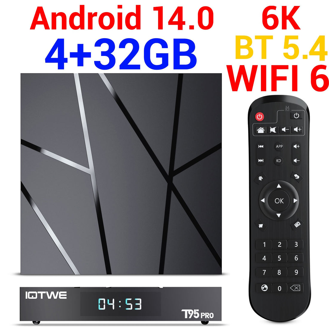 Smart Android - Android 14 - Media Player - with WiFi 6 - 128GB RAM / 64GB Storage
