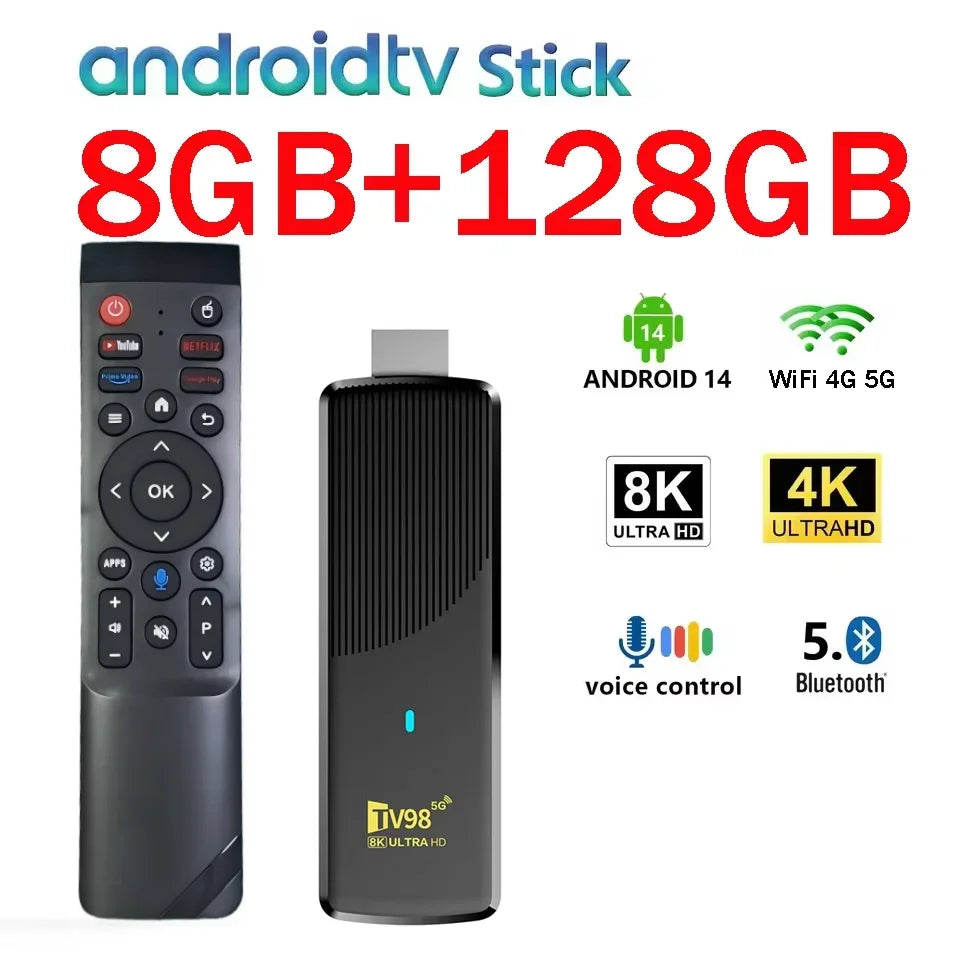 TV98 ATV X9 - Android 14 - Streaming Stick - with 8K / Dual-Band WiFi / Bluetooth 5