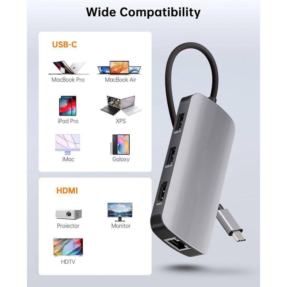 USB-C Multiport Hub with 4K HDMI, Ethernet and PD Charging