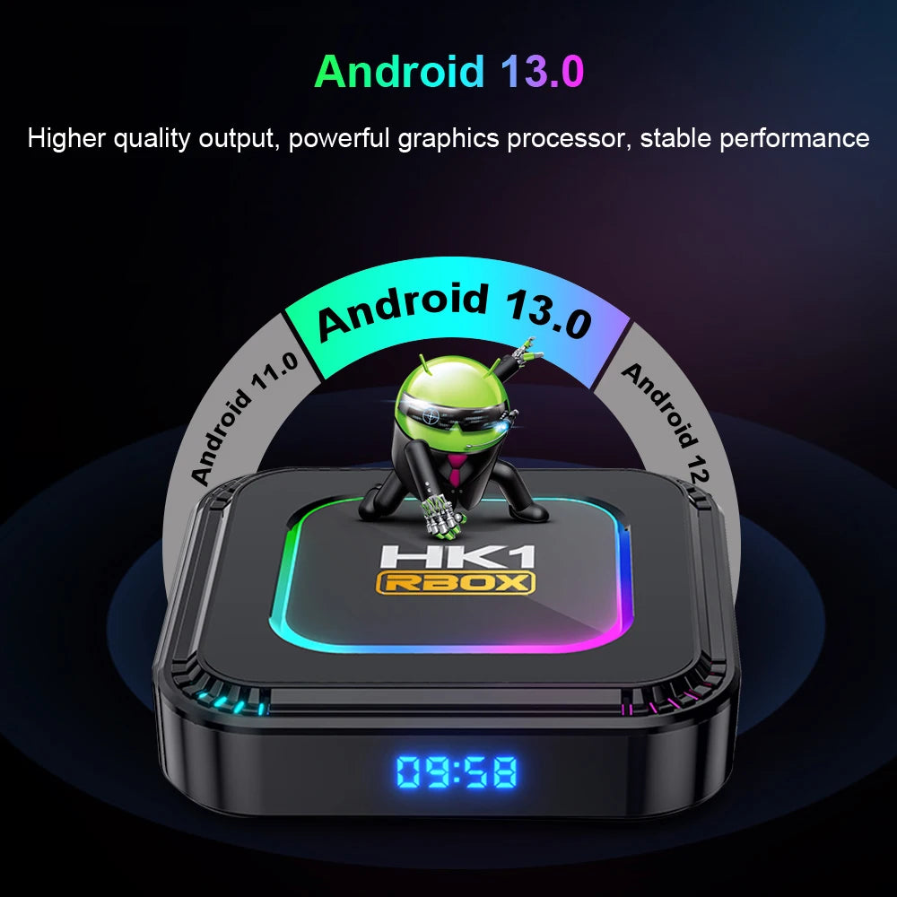 HK1 RBOX K8 - Android 13 - Media Player - with 8K / WiFi 6 - 4GB RAM / 128GB Storage
