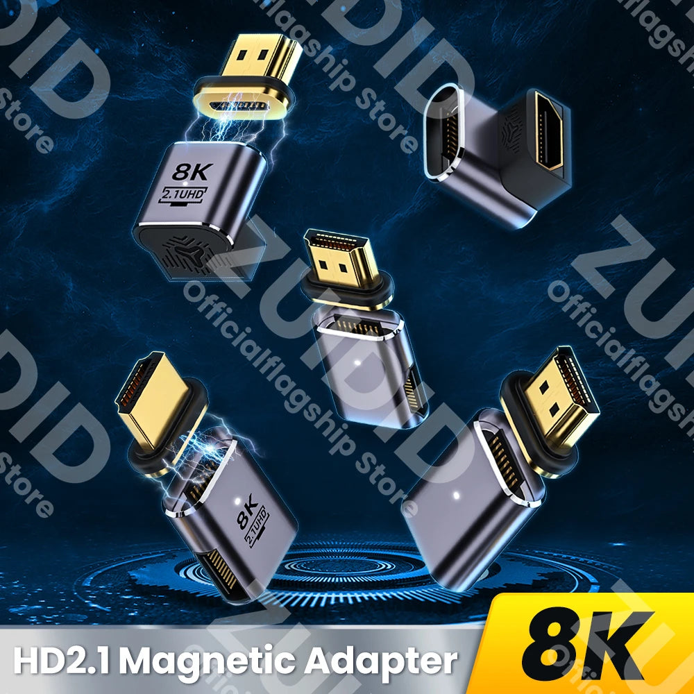 HDMI 2.1 Right-Angle Male-to-Female Adapter - 8K / 4K