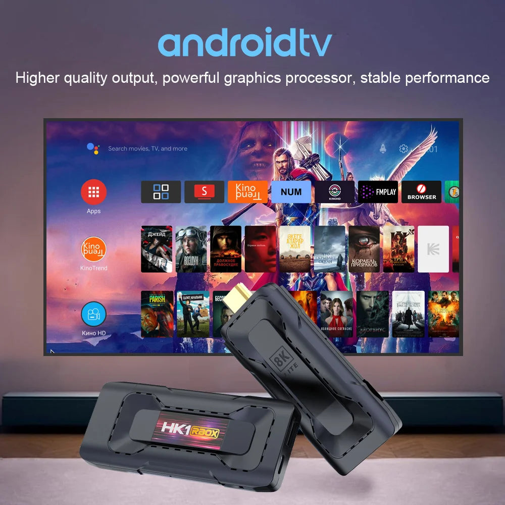 HK1 RBOX D8 - Android 13 - Streaming Stick - with 8K / WiFi 6 / Bluetooth 5 - 4GB RAM / 32GB Storage