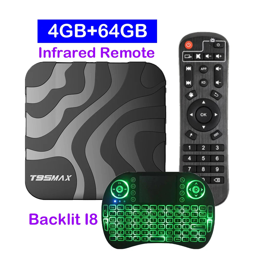 T95 MAX - Android 16 - Media Player - with 8K / WiFi 6 / Bluetooth 6 - 8GB RAM / 128GB Storage