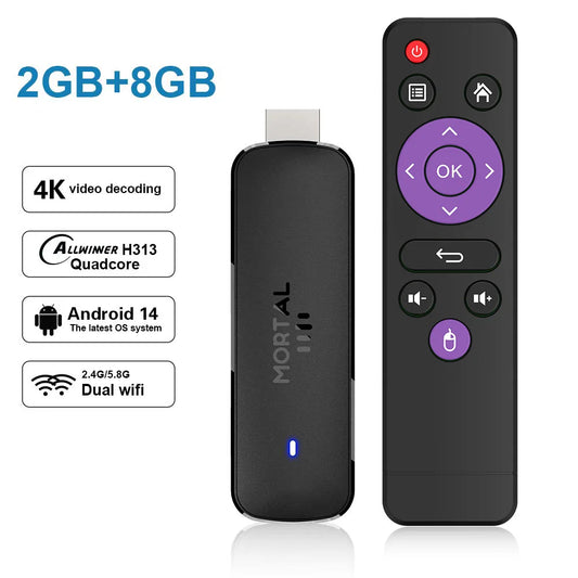 Q8 - Android 14 - Streaming Stick - with 8K / WiFi 6 / Voice Remote - 8GB RAM / 16GB Storage - DAB Media Solutions