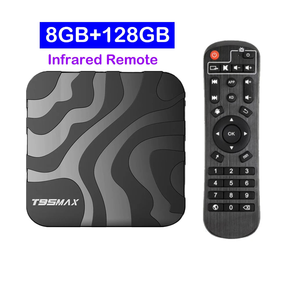 T95 MAX - Android 16 - Media Player - with 8K / WiFi 6 / Bluetooth 6 - 8GB RAM / 128GB Storage