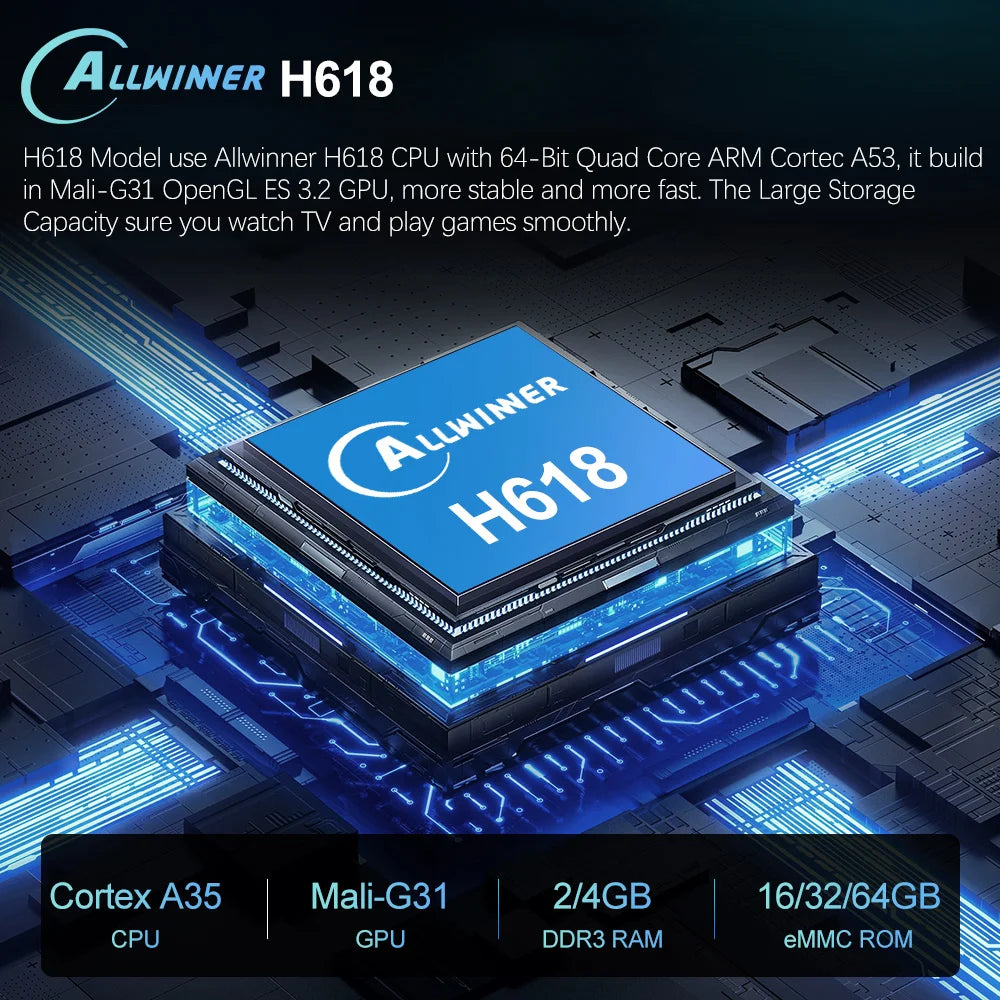 Smart Android H618 - Android 12 - Media Player - with 8K / Voice Remote
