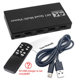4K HDMI Multiviewer Switch - 4 Inputs to 1 Display