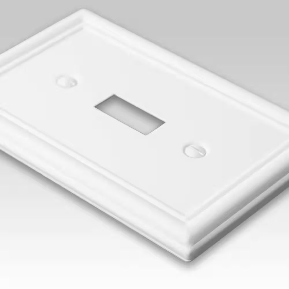 Ascher 1 Gang Toggle Steel Wall Plate - White