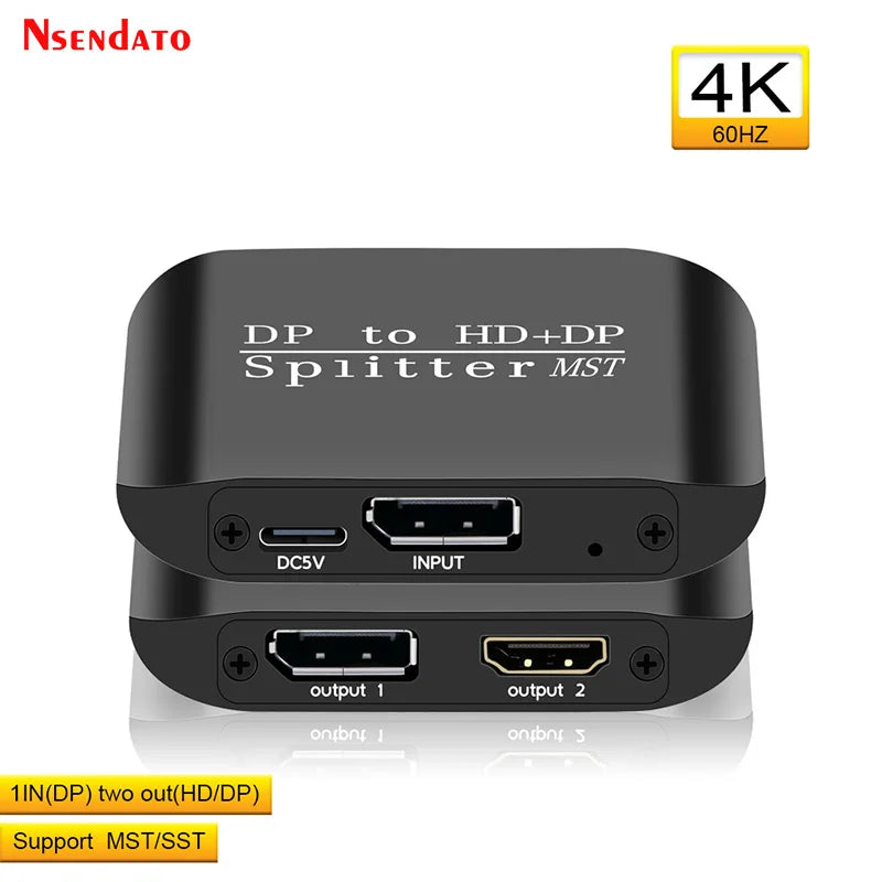 8K DisplayPort / USB-C to HDMI Splitter Adapter - 1 In / 2 Out