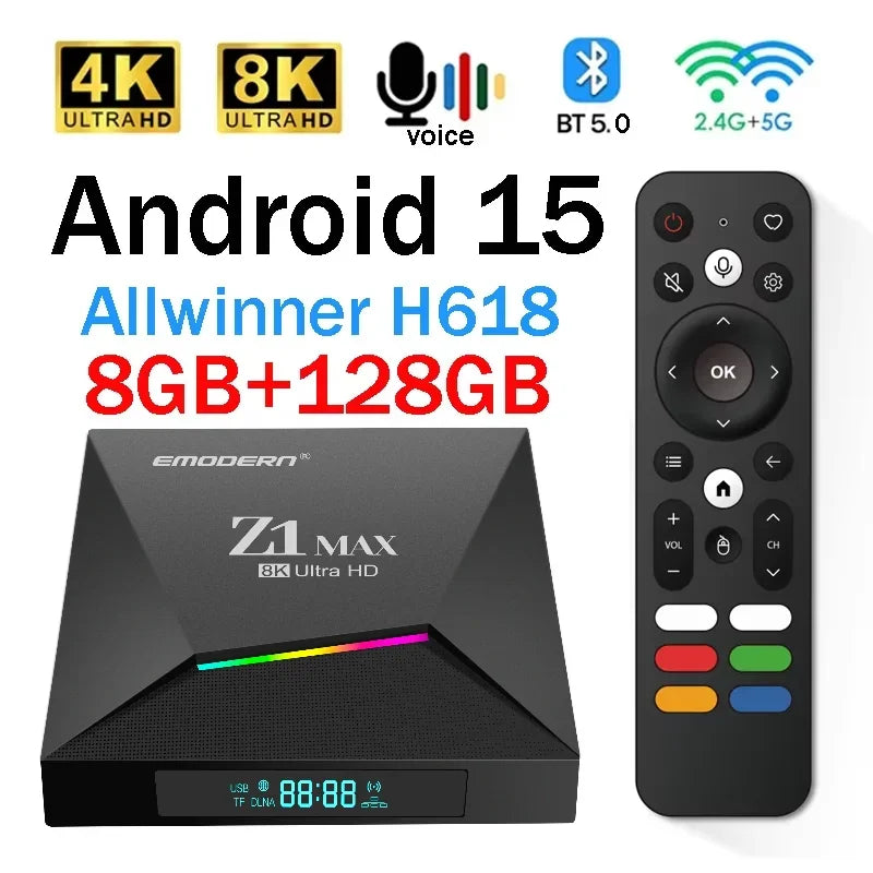 Z1 MAX - Android 15 - Media Player - with 8K / Dual-Band WiFi / Bluetooth 5