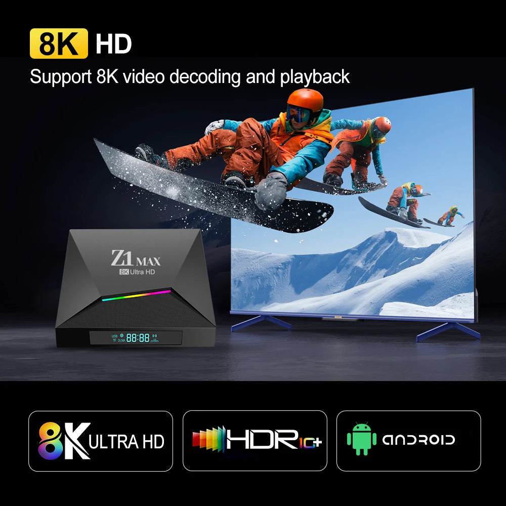 Z1 MAX - Android 15 - Media Player - with 8K / Dual-Band WiFi / Bluetooth 5