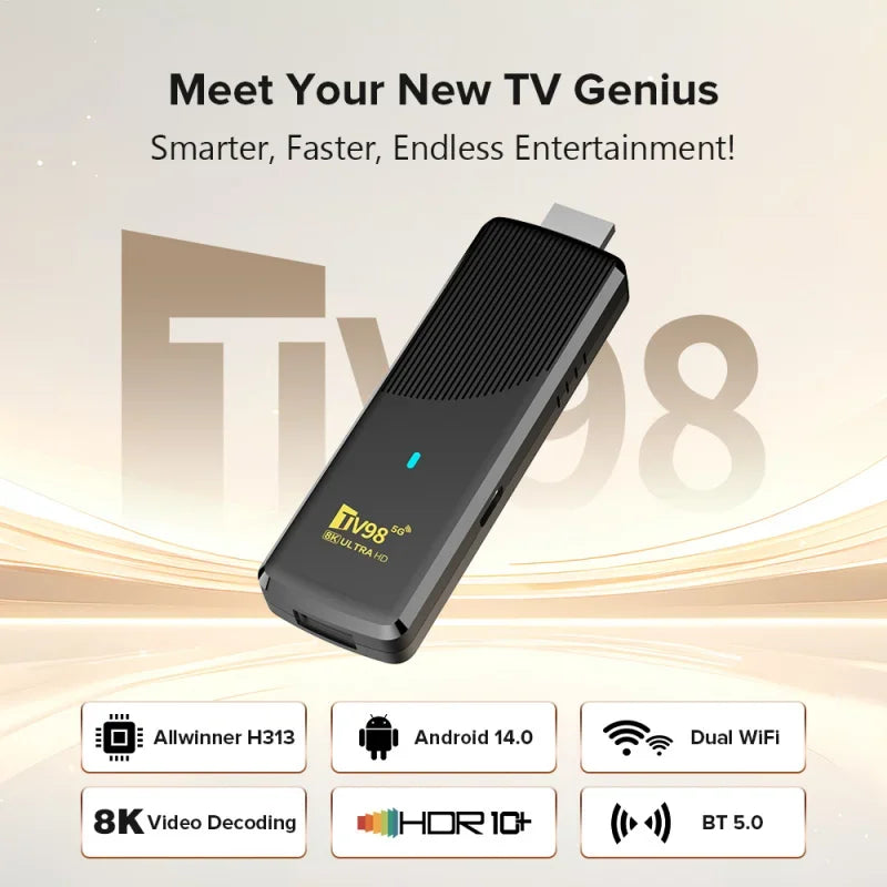 TV98 ATV X9 - Android 14 - Streaming Stick - with 8K / Dual-Band WiFi / Bluetooth 5