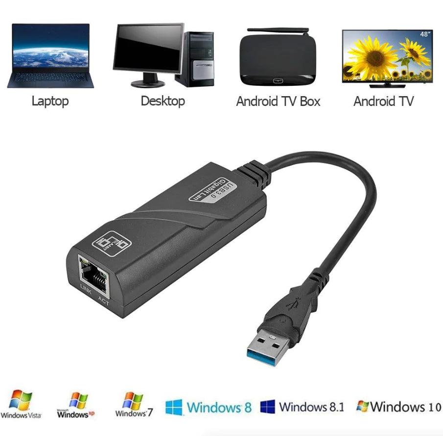 USB 3.0 Gigabit Ethernet RJ45 Adapter