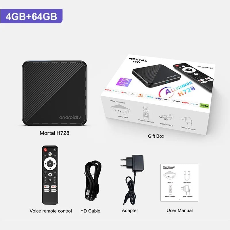 Smart Android H728 - Android 14 - Media Player - with 8K / WiFi 6 / Bluetooth 5