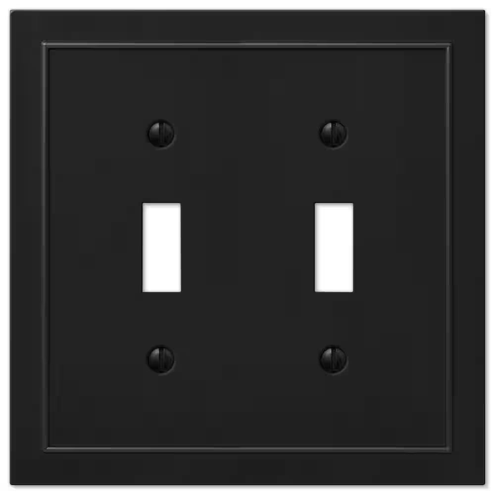 Bethany 2 Gang Toggle Metal Wall Plate - Black