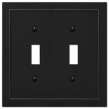 Bethany 2 Gang Toggle Metal Wall Plate - Black