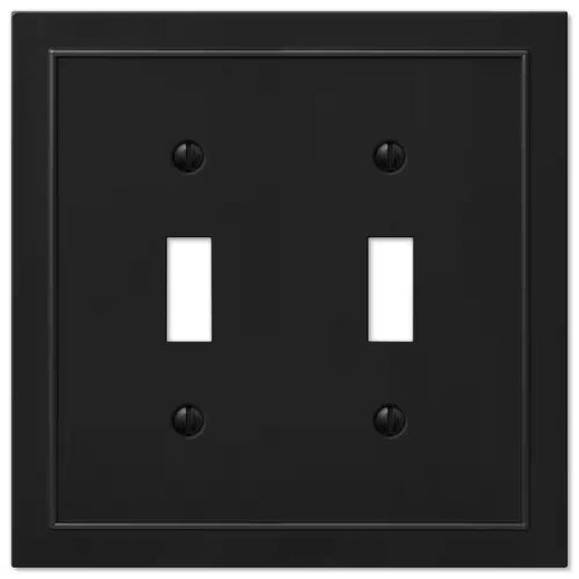 Bethany 2 Gang Toggle Metal Wall Plate - Black