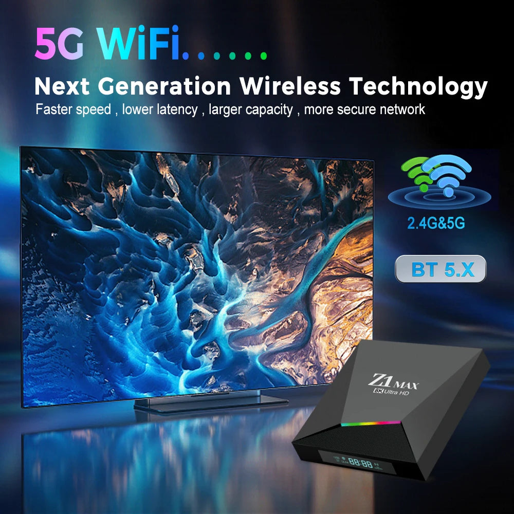 Z1 MAX - Android 15 - Media Player - with 8K / Dual-Band WiFi / Bluetooth 5