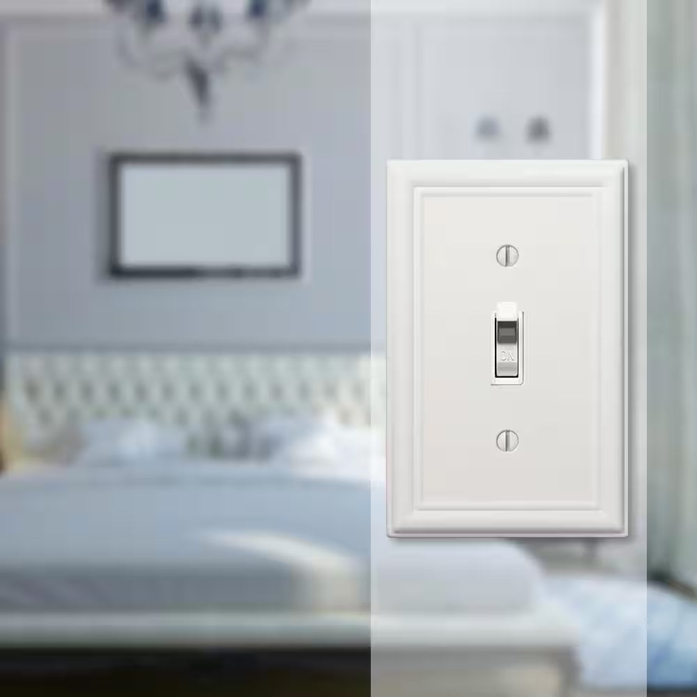 Ascher 1 Gang Toggle Steel Wall Plate - White
