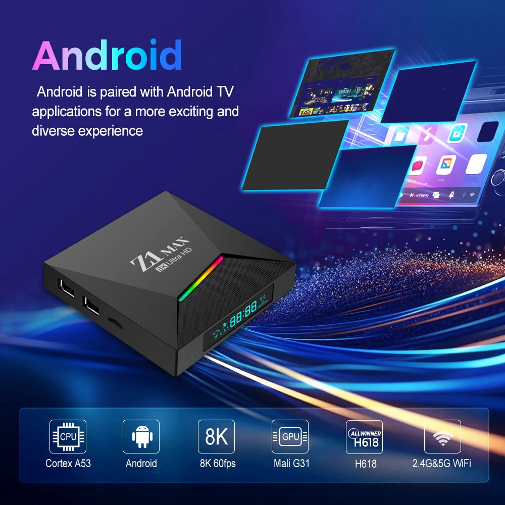 Z1 MAX - Android 15 - Media Player - with 8K / Dual-Band WiFi / Bluetooth 5