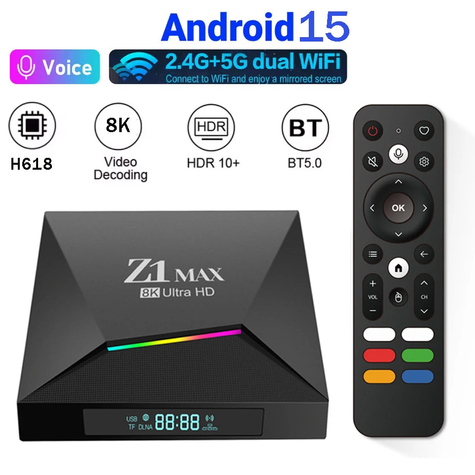 Z1 MAX - Android 15 - Media Player - with 8K / Dual-Band WiFi / Bluetooth 5