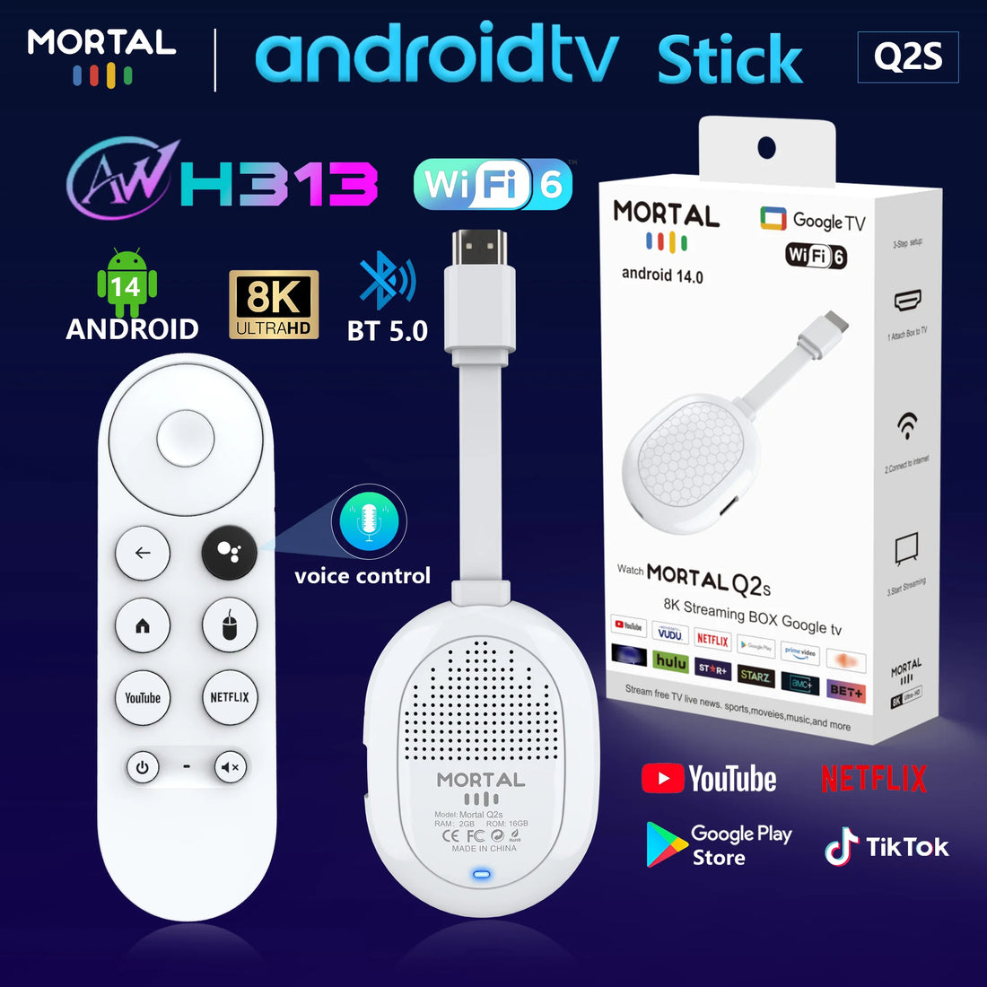 Q2S - Android 14 - Streaming Stick - with 8K / WiFi 6 / Bluetooth 5