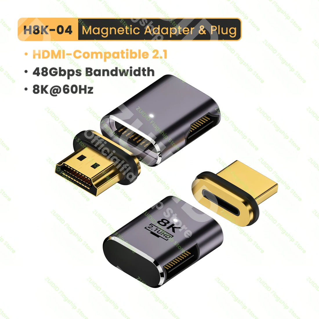 HDMI 2.1 Right-Angle Male-to-Female Adapter - 8K / 4K
