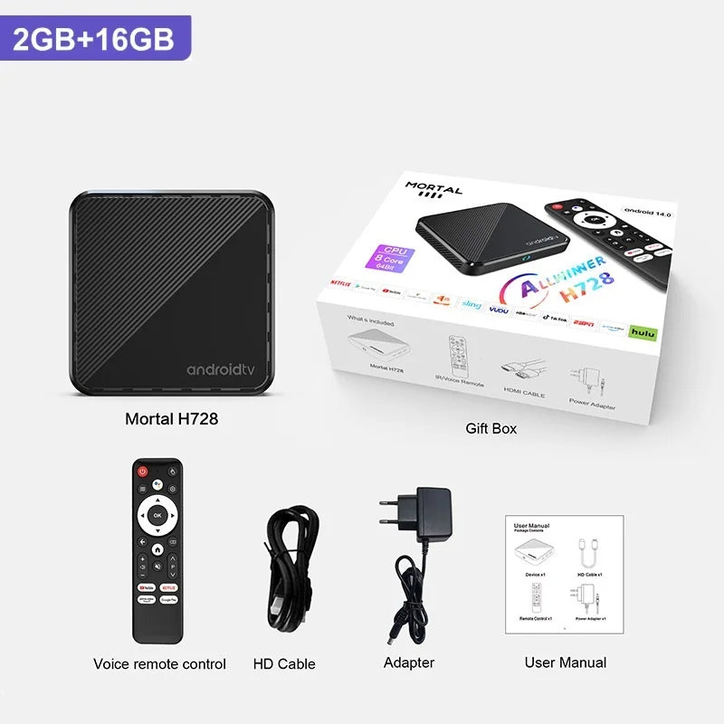 Smart Android H728 - Android 14 - Media Player - with 8K / WiFi 6 / Bluetooth 5