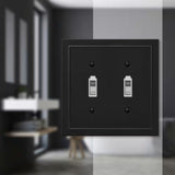 Bethany 2 Gang Toggle Metal Wall Plate - Black
