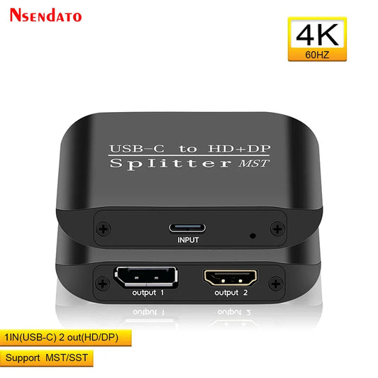 8K DisplayPort / USB-C to HDMI Splitter Adapter - 1 In / 2 Out - DAB Media Solutions