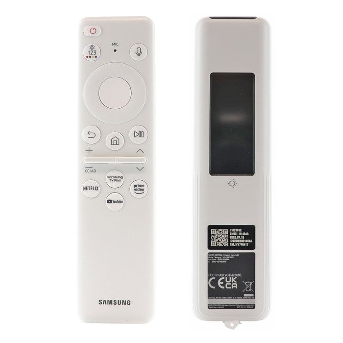 Samsung BN59 - 01494A / TM2361E Eco Smart TV Remote Control - White - Solar Cell - RF and IR - The Frame - 2023