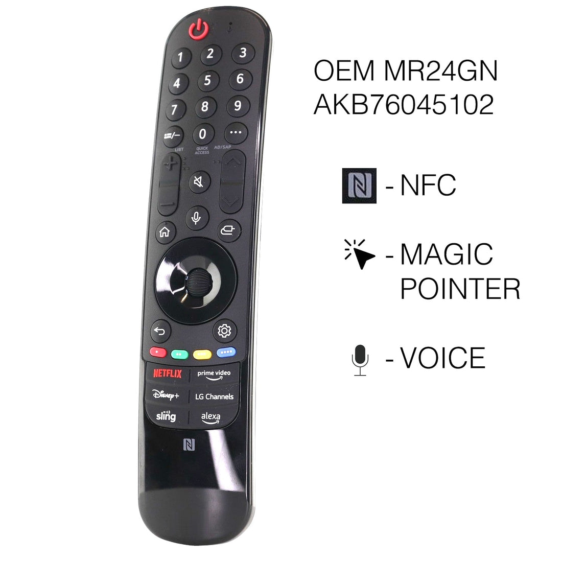 LG MR24GN Magic Remote Control for 2024 LG Smart TVs - NFC Pairing, Voice Control, Motion Pointer - AKB76045102