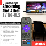 Anderic RC - GZ1 Universal Remote Control for Roku Streaming Stick, StreamBar, and TV - RCFA5 RCGZ1