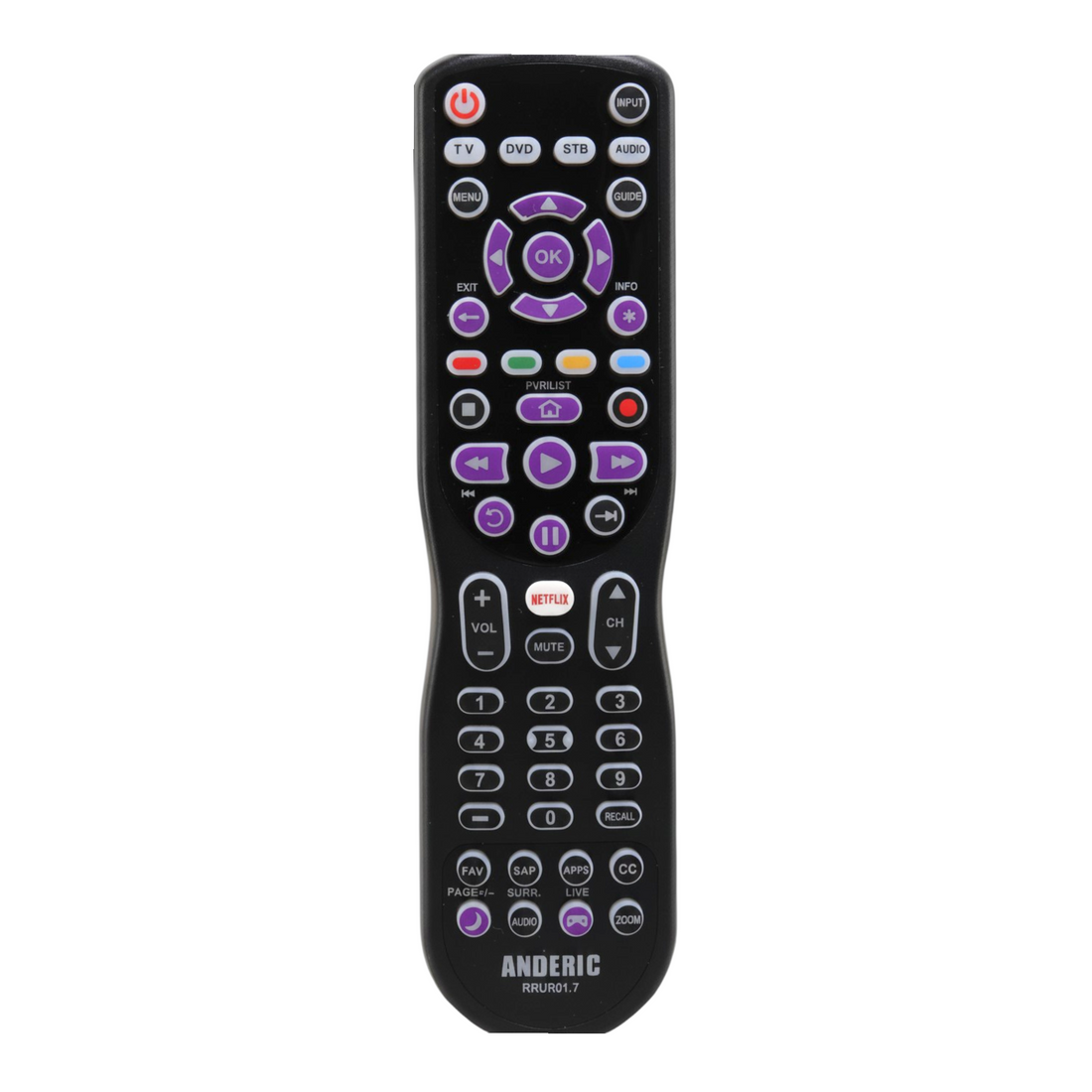 Anderic RRUR01.7 4 - Device Universal Remote Control for Roku Streaming Players & Roku TV's