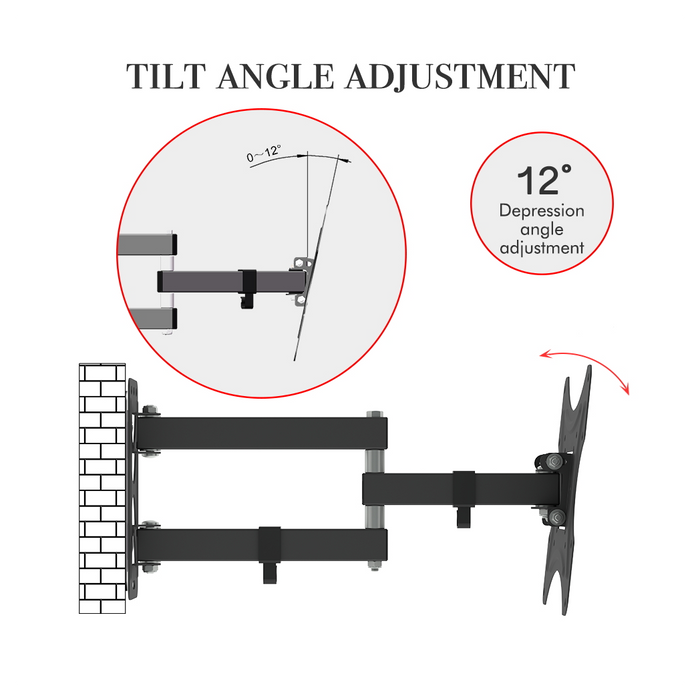 LEADZM 26-50" Adjustable Wall Mount Bracket Rotatable TV Stand TMX200 with Spirit Level
