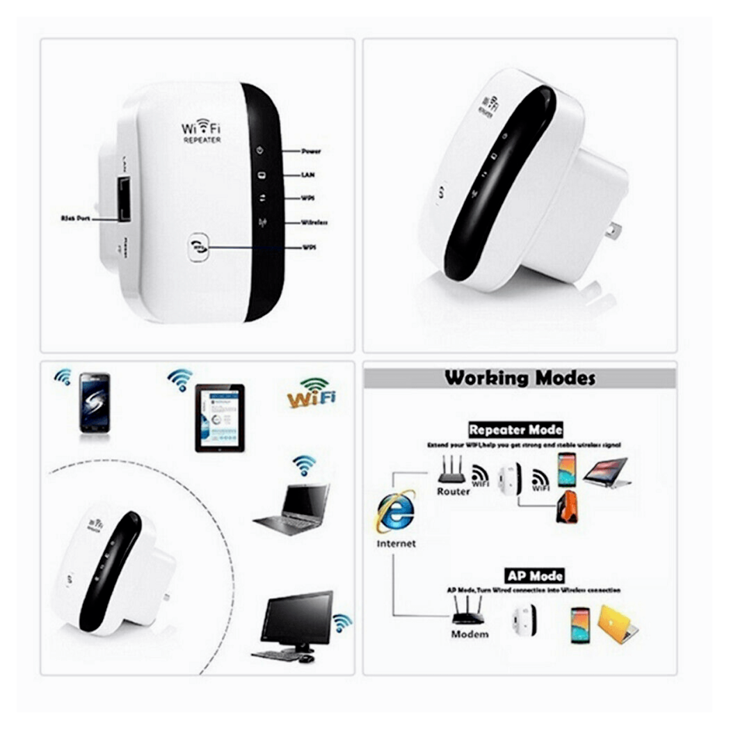 NEW! WiFi Range Extender Internet Booster Wireless Signal Repeater