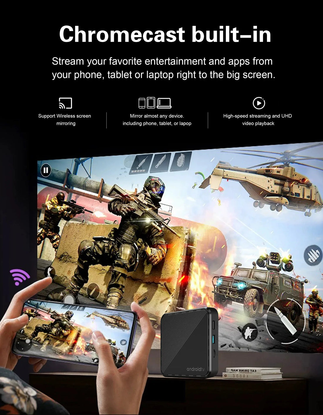 Smart Android H728 - Android 14 - Media Player - with 8K / WiFi 6 / Bluetooth 5