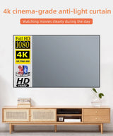 4K high-definition projection screen with 60-133 inch metal anti light screen hook design suitable for low...