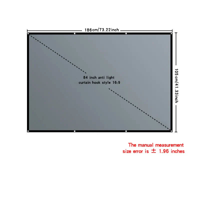 4K high-definition projection screen with 60-133 inch metal anti light screen hook design suitable for low...