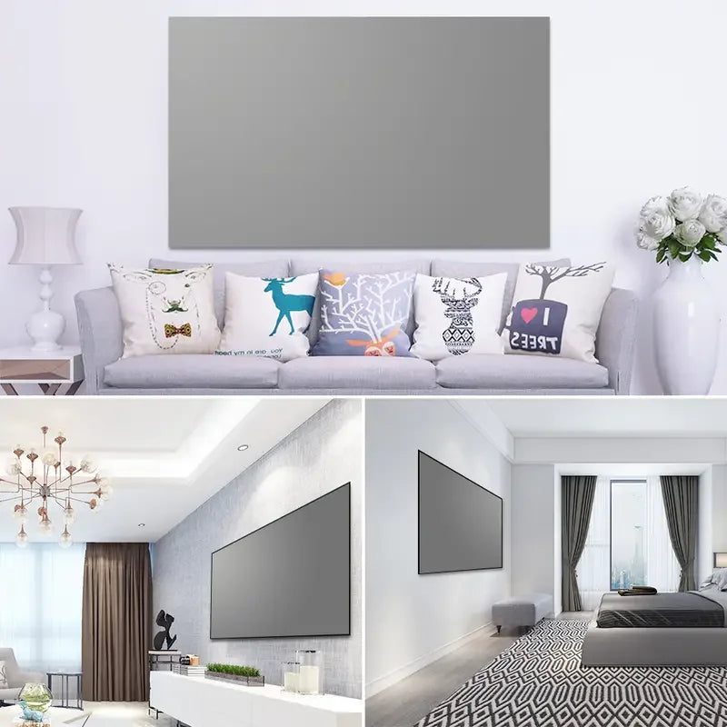 4K high-definition projection screen with 60-133 inch metal anti light screen hook design suitable for low...