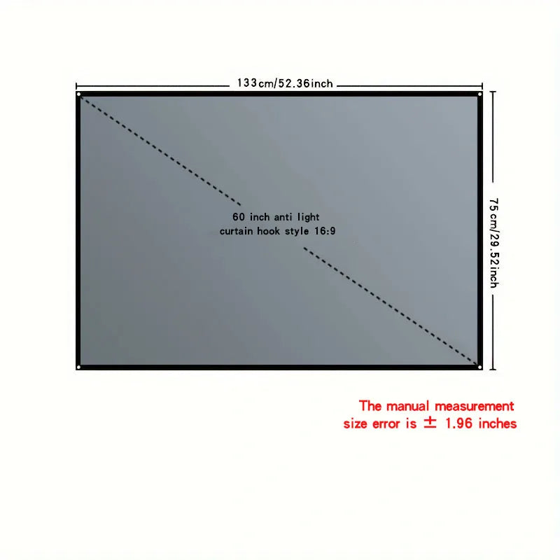 4K high-definition projection screen with 60-133 inch metal anti light screen hook design suitable for low...